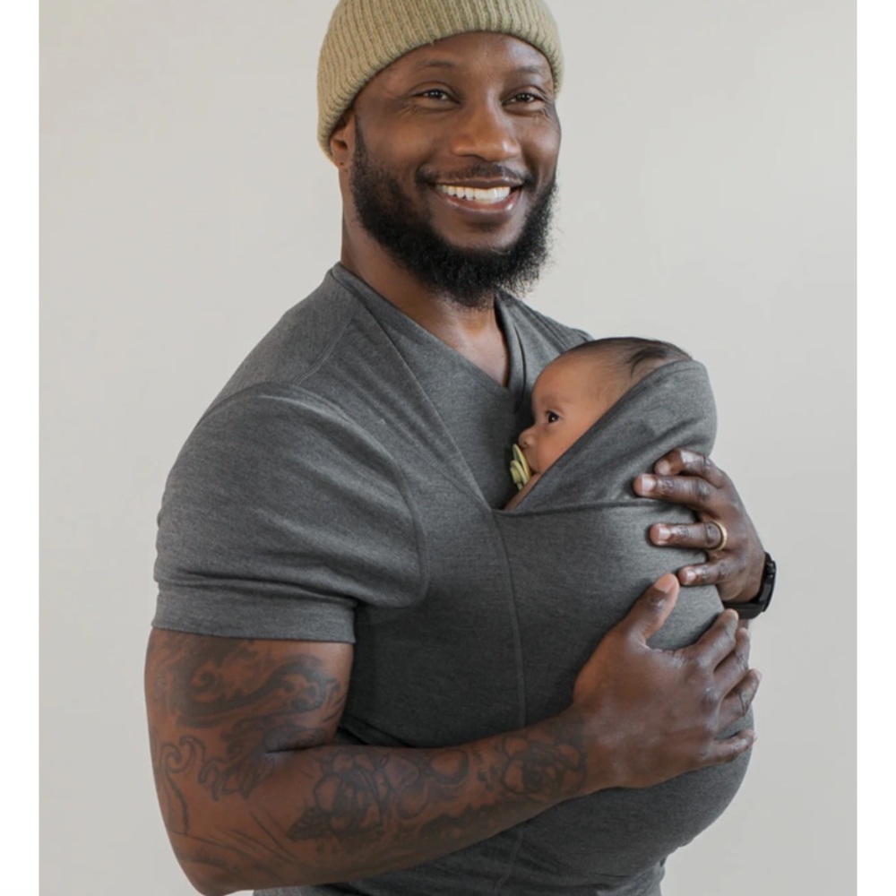 Lalabu Gray Short Sleeve Dad Baby Wearing Shirt